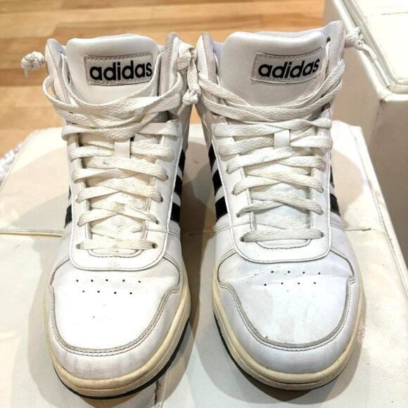 Adidas Hoops Mid Men’s Size 10 White Black Athletic Sneakers Basketball Shoes